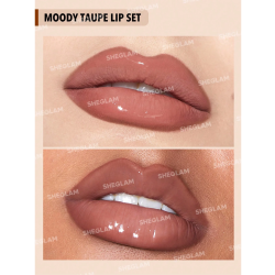 مجموعة قلم تحديد الشفاه وملمع الشفاه - مودي تاوب من شقلام Sheglam Lip Liner and Lip Gloss Set - Moody Taupe